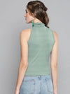 Veni Vidi Vici Sea Green High Neck Keyhole Top