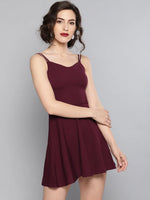 Veni Vidi Vici Maroon String Back Skater Dress