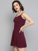 Veni Vidi Vici Maroon String Back Skater Dress