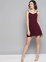 Veni Vidi Vici Maroon String Back Skater Dress