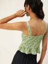 Veni Vidi Vici Green Small Floral Frilled Bottom Strappy Top