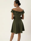 Veni Vidi Vici Olive Frilled Bardot Skater Dress