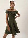 Veni Vidi Vici Olive Frilled Bardot Skater Dress