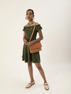 Veni Vidi Vici Olive Frilled Bardot Skater Dress