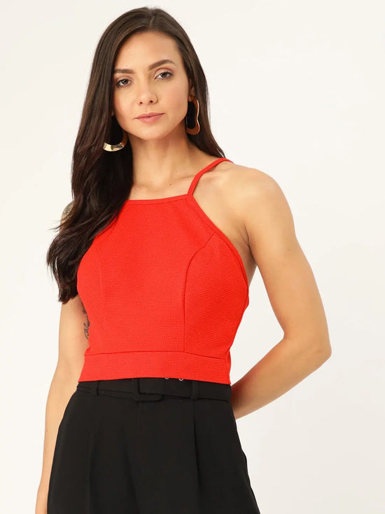 Veni Vidi Vici Red Tie Back Top