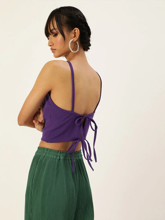 Veni Vidi Vici Purple Tie Back Top