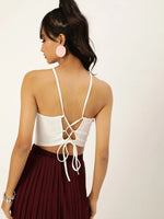 Veni Vidi Vici Off White Lace Up Back Top