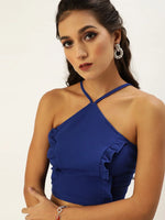 Veni Vidi Vici Royal Blue Lace Up Back Top