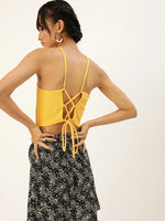 Veni Vidi Vici Yellow Lace Up Back Top