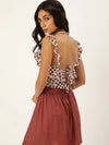 Veni Vidi Vici Maroon Clover Frilled Tie Back Top