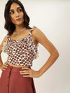 Veni Vidi Vici Maroon Clover Frilled Tie Back Top