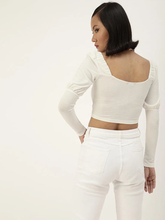 Veni Vidi Vici Off White Puff Full Sleeve Top