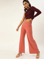 Veni Vidi Vici Maroon Frilled One Shoulder Top