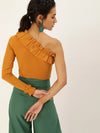 Veni Vidi Vici Mustard Frilled One Shoulder Top