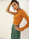 Veni Vidi Vici Mustard Frilled One Shoulder Top