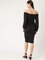 Veni Vidi Vici Black Off Shoulder Puff Sleeve Dress