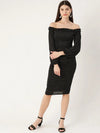 Veni Vidi Vici Black Off Shoulder Puff Sleeve Dress