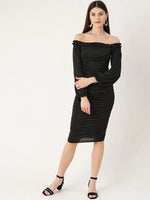 Veni Vidi Vici Black Off Shoulder Puff Sleeve Dress