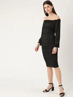 Veni Vidi Vici Black Off Shoulder Puff Sleeve Dress