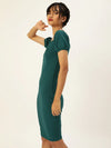 Veni Vidi Vici Dark Green Sweetheart Neck Bardot Midi Dress