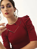 Veni Vidi Vici Maroon Puff Sleeve Top