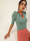 Veni Vidi Vici Sea Green Puff Sleeve Top