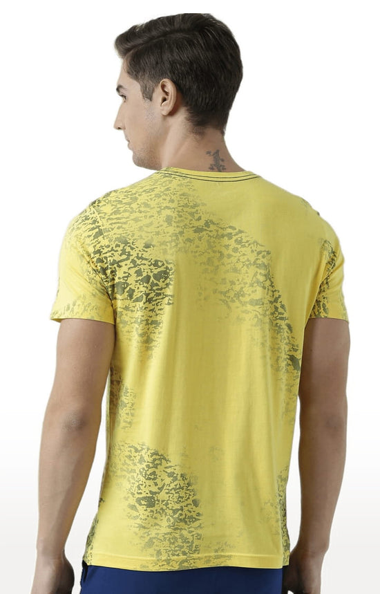 Huetrap Yellow Mens Short Sleeve Graphic Printed Tshirt-HT17MKGRAYLW01055