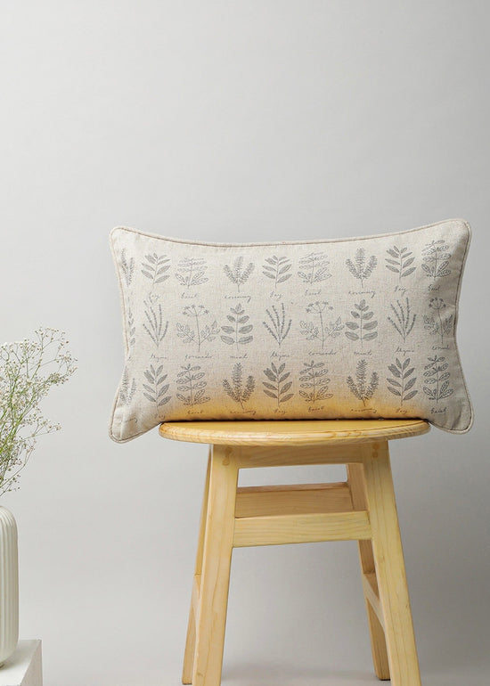 Vintage Herbs Linen floral cushion cover for sofa - Beige-230452106