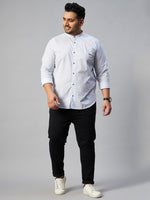 Men White Printed Mandarin Collar Full Sleeves Casual Shirt-VOILPRINT-12138-White