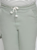 Kids Girl Grey Elasticated Tie-Knotted Long Cotton Pant-W23608GP0001