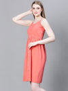 Women Blue Shoulder Strap Button-Down Multipurpose Beachwear Cum Casual Cotton Dress-W23031WBW001