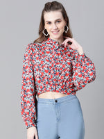 Women Multicolor Floral Print Crop Shirt-W23043WSH001