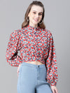 Women Multicolor Floral Print Crop Shirt-W23043WSH001