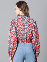 Women Multicolor Floral Print Crop Shirt-W23043WSH001