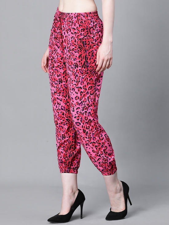 Women Multicolor Animal Print Elasticated Tie-Up Pant-W23047WP0001