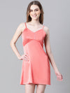 Women Red V-Neck Shoulder Strap Sleeveless Nightwear Satin Dress-W23068WNW004