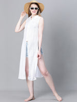 Women Yellow Shoulder Strap Button-Down Multipurpose Beachwear Cum Casual Cotton Dress-W23031WBW002