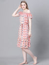 Women Multicolor Printed Elasticated Off-Shoulder Dress-W23087WBW001