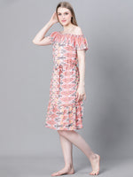 Women Multicolor Printed Elasticated Off-Shoulder Dress-W23087WBW001