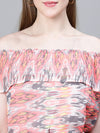 Women Multicolor Printed Elasticated Off-Shoulder Dress-W23087WBW001