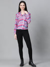 Women Multicolor Printed  With Lining Zipped Long Sleeve Bomber Jacket-W23096WBJ001