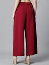 Women Solid Maroon Elasticated Flare Pant-W23129WP0002