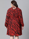 Women Plus Size Zebra Print Multicolor Elsaticated Tie-Knotted Knee-Length Dress-W23137PDR002