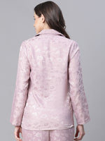 Women Lilac Texture Print Button Detailed Long Sleeveopen Collar Relaxed Nightwear  Shirt-W23146WNWR03