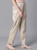 Women Beige Color Texture Print Elasticated Nightwear Pajama-W23147WNW002