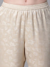 Women Beige Color Texture Print Elasticated Nightwear Pajama-W23147WNW002