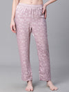 Women Lilac Color Texture Print Elasticated Nightwear Pajama-W23147WNW003