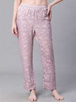 Women Lilac Color Texture Print Elasticated Nightwear Pajama-W23147WNW003