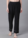 Women Solid Black Elasticated Nightwear Pajama-W23147WNW004