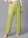 Women Solid Green Elasticated Nightwear Pajama-W23147WNW005